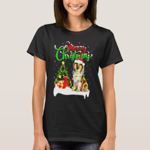 Xmas Lighting Matching Santa Rough Collie Dog Chri T-Shirt