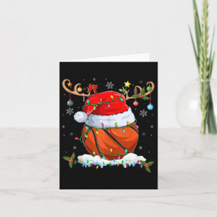 Xmas Lighting Reindeer Santa Hat Basketball Christ Card