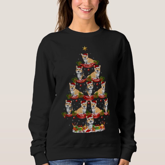 Xmas Lighting Santa Cardigan Welsh Corgi Dog Chris Sweatshirt (Front)