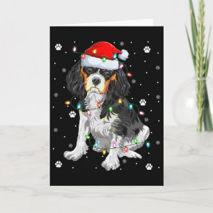 Xmas Lighting Santa Cavalier King Charles Spaniel  Card