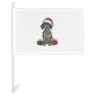 Xmas Lighting Santa German Wirehaired Pointer Dog Car Flag