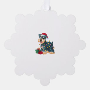 Xmas Lighting Santa Giant Schnauzer Dog Christmas Ornament Card