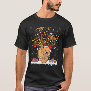 Xmas Lighting Santa Golden Retriever Dog Christmas T-Shirt