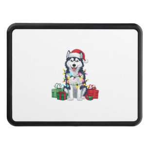 Xmas Lighting Santa Hat Alaskan Husky Dog Christma Hitch Cover