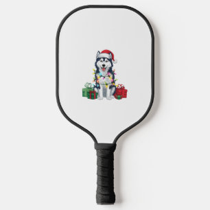 Xmas Lighting Santa Hat Alaskan Husky Dog Christma Pickleball Paddle
