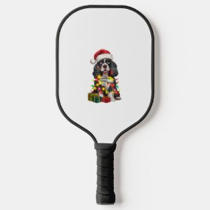 Xmas Lighting Santa Hat Alaskan Malamute Dog Chris Pickleball Paddle