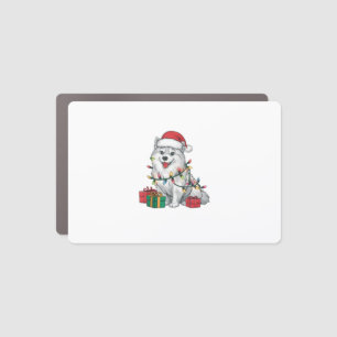 Xmas Lighting Santa Hat American Eskimo Dog Christ Car Magnet