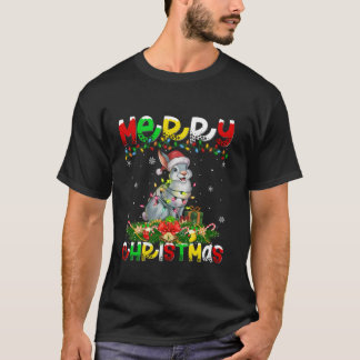 Xmas Lighting Santa Hat Arctic Hare Merry Christma T-Shirt