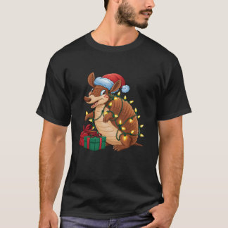 Xmas Lighting Santa Hat Armadillo Christmas T Shir T-Shirt