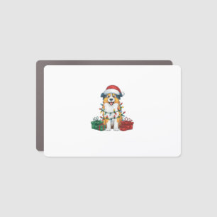 Xmas Lighting Santa Hat Australian Shepherd Dog Ch Car Magnet