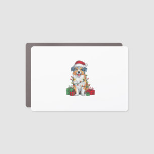 Xmas Lighting Santa Hat Australian Shepherd Dog Ch Car Magnet