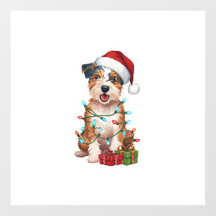 Xmas Lighting Santa Hat Australian Terrier Dog Chr Wall Decal