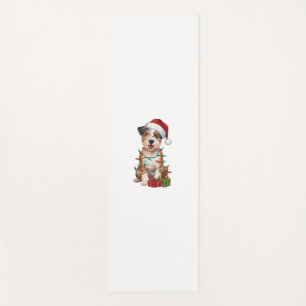 Xmas Lighting Santa Hat Australian Terrier Dog Chr Yoga Mat