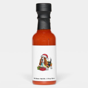 Xmas Lighting Santa Hat Basset Hound Dog Christmas Hot Sauces