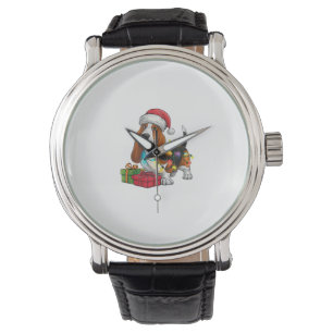 Xmas Lighting Santa Hat Basset Hound Dog Christmas Watch