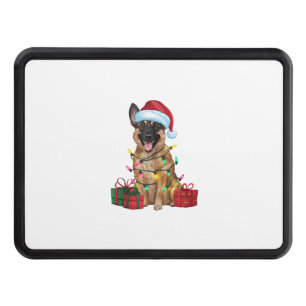 Xmas Lighting Santa Hat Belgian Malinois Dog Chris Hitch Cover