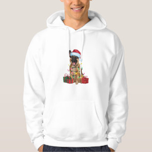 Xmas Lighting Santa Hat Belgian Malinois Dog Chris Hoodie