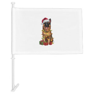 Xmas Lighting Santa Hat Belgian Tervuren Dog Chris Car Flag