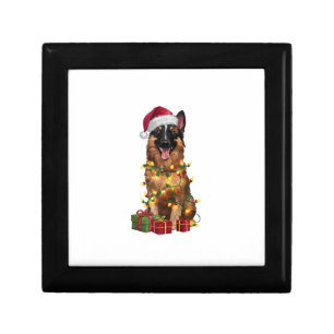 Xmas Lighting Santa Hat Belgian Tervuren Dog Chris Gift Box