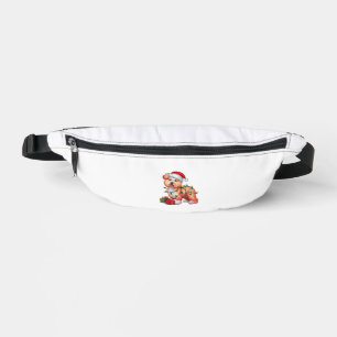 Xmas Lighting Santa Hat Bichon Dog Christmas  Fanny Pack