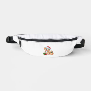 Xmas Lighting Santa Hat Bichon Frise Dog Christmas Fanny Pack
