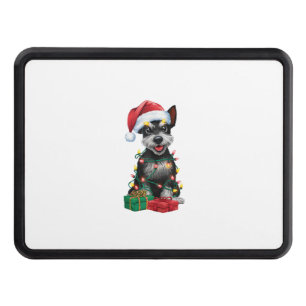 Xmas Lighting Santa Hat Black Russian Terrier Dog Hitch Cover