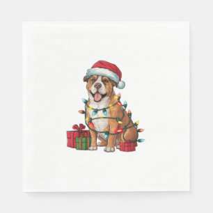Xmas Lighting Santa Hat Boerboel Dog Christmas Napkins