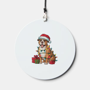 Xmas Lighting Santa Hat Boerboel Dog Christmas Wind Chime