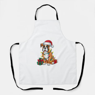 Xmas Lighting Santa Hat Boxer Dog Christmas Apron