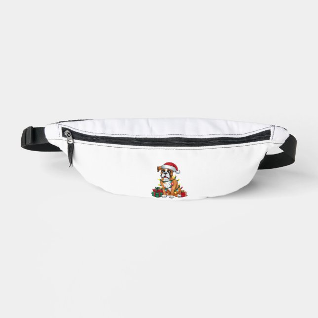 Xmas Lighting Santa Hat Boxer Dog Christmas  Fanny Pack (Front)