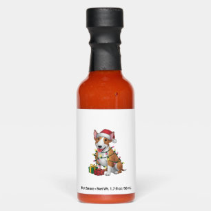 Xmas Lighting Santa Hat Bull Terrier Dog Christmas Hot Sauces