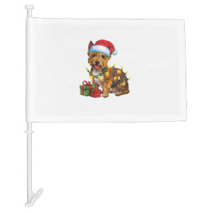 Xmas Lighting Santa Hat Cairn Terrier Dog Christma Car Flag