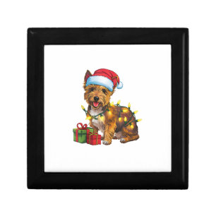 Xmas Lighting Santa Hat Cairn Terrier Dog Christma Gift Box