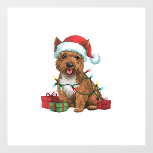 Xmas Lighting Santa Hat Cairn Terrier Dog Christma Wall Decal