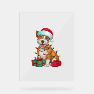 Xmas Lighting Santa Hat Cardigan Welsh Corgi Dog C Acrylic Sign