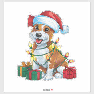 Xmas Lighting Santa Hat Cardigan Welsh Corgi Dog C Sticker