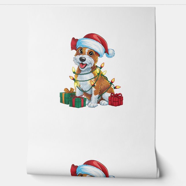 Xmas Lighting Santa Hat Cardigan Welsh Corgi Dog C Wallpaper (Unrolling)