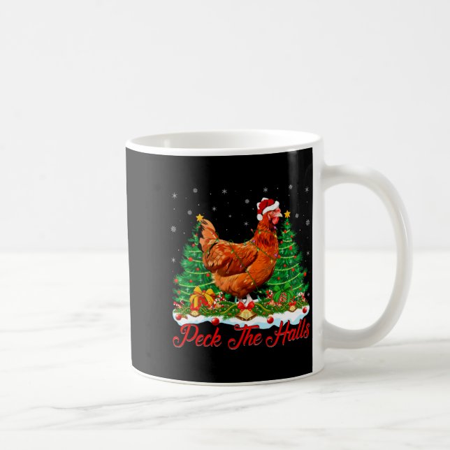 Xmas Lighting Santa Hat Chicken Christmas Tree  Coffee Mug (Right)