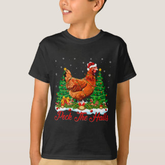 Xmas Lighting Santa Hat Chicken Christmas Tree  T-Shirt