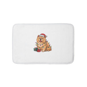 Xmas Lighting Santa Hat Chow Chow Dog Christmas  Bath Mat