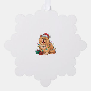 Xmas Lighting Santa Hat Chow Chow Dog Christmas Ornament Card