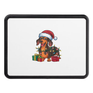 Xmas Lighting Santa Hat Dachshund Dog Christmas Hitch Cover