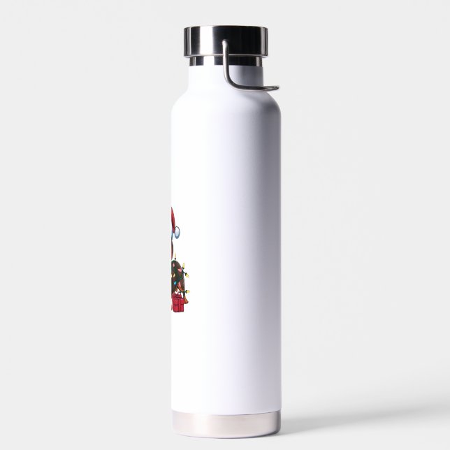 Xmas Lighting Santa Hat Dachshund Dog Christmas  Water Bottle (Left)