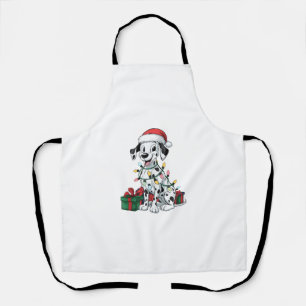 Xmas Lighting Santa Hat Dalmatian Dog Christmas Apron