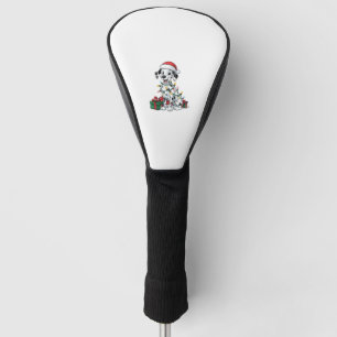 Xmas Lighting Santa Hat Dalmatian Dog Christmas Golf Head Cover