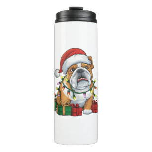 Xmas Lighting Santa Hat English Bulldog Christmas Thermal Tumbler
