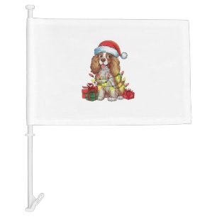 Xmas Lighting Santa Hat English Coonhound Dog Chri Car Flag