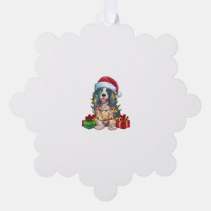 Xmas Lighting Santa Hat English Coonhound Dog Chri Ornament Card