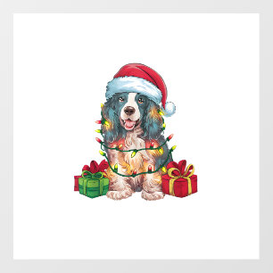 Xmas Lighting Santa Hat English Coonhound Dog Chri Wall Decal