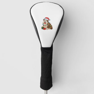 Xmas Lighting Santa Hat English Sheepdog Christmas Golf Head Cover